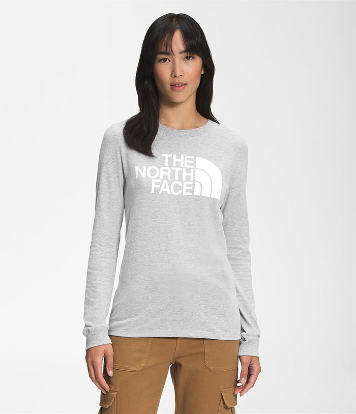 The North Face Long Sleeve Half Dome Womens T-Shirts Light Grey 097163-CQP